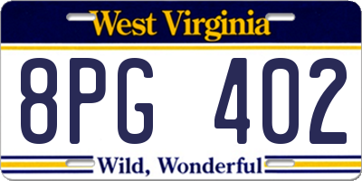 WV license plate 8PG402