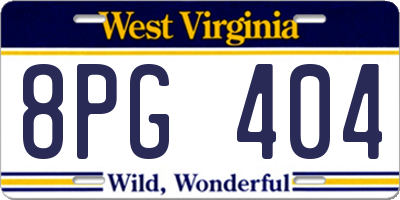 WV license plate 8PG404