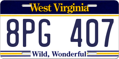WV license plate 8PG407