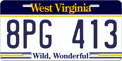 WV license plate 8PG413