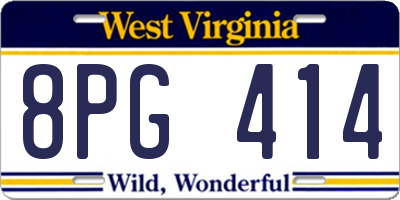 WV license plate 8PG414