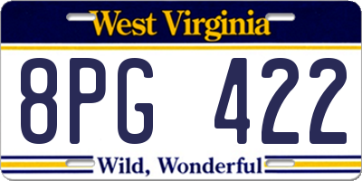 WV license plate 8PG422