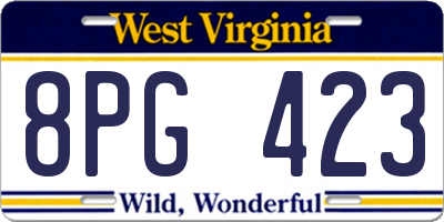 WV license plate 8PG423