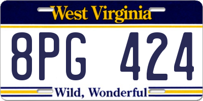 WV license plate 8PG424