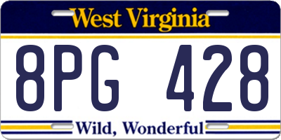 WV license plate 8PG428