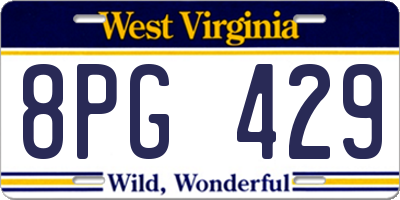 WV license plate 8PG429