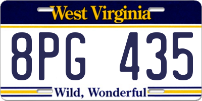 WV license plate 8PG435