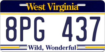 WV license plate 8PG437