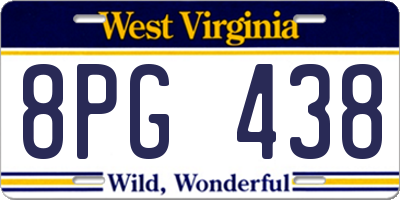WV license plate 8PG438