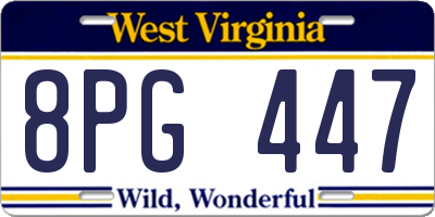 WV license plate 8PG447