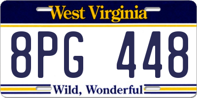 WV license plate 8PG448