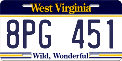 WV license plate 8PG451