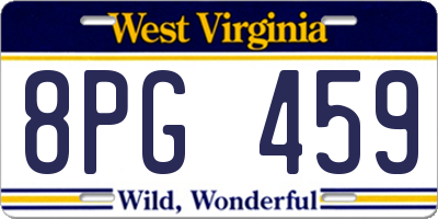 WV license plate 8PG459