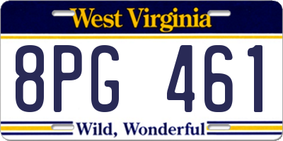 WV license plate 8PG461