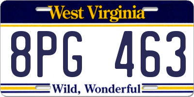 WV license plate 8PG463