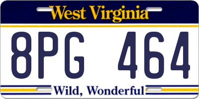 WV license plate 8PG464