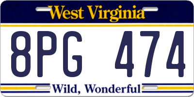 WV license plate 8PG474