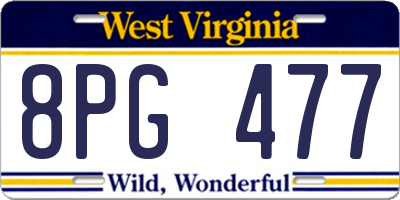 WV license plate 8PG477