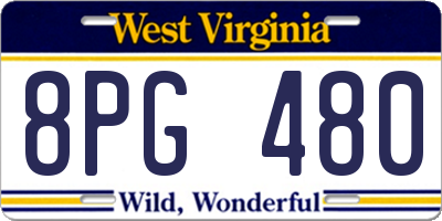 WV license plate 8PG480
