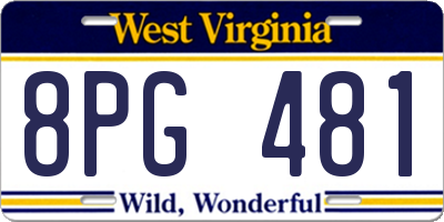 WV license plate 8PG481
