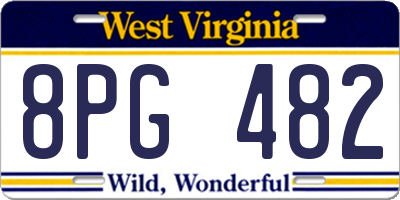 WV license plate 8PG482