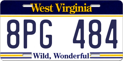WV license plate 8PG484