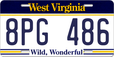 WV license plate 8PG486