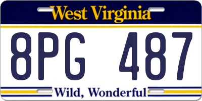 WV license plate 8PG487
