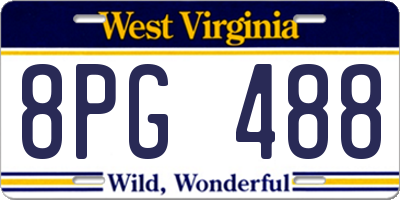 WV license plate 8PG488