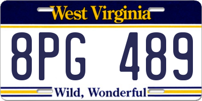 WV license plate 8PG489
