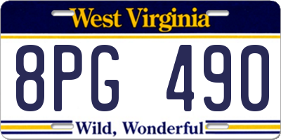 WV license plate 8PG490