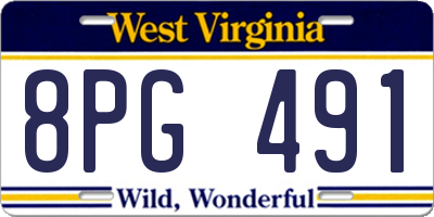 WV license plate 8PG491