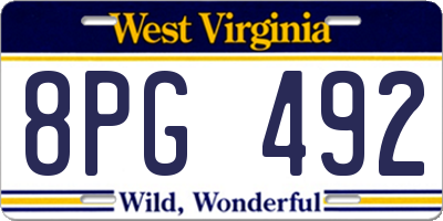 WV license plate 8PG492