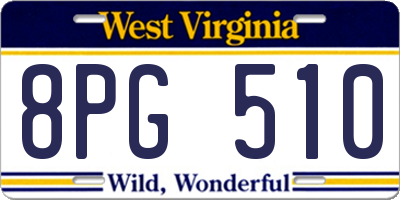 WV license plate 8PG510