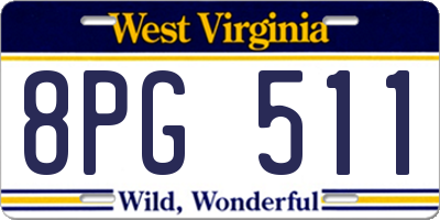 WV license plate 8PG511