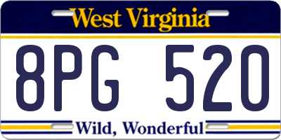 WV license plate 8PG520