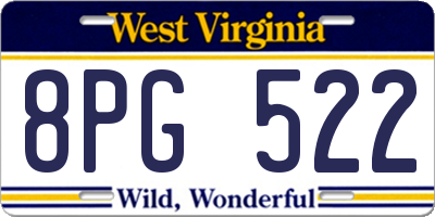 WV license plate 8PG522