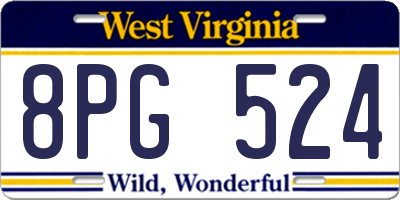 WV license plate 8PG524