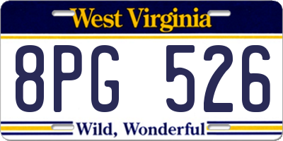 WV license plate 8PG526