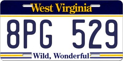 WV license plate 8PG529