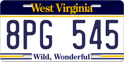 WV license plate 8PG545