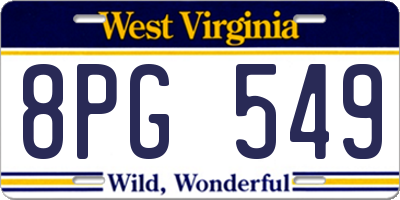 WV license plate 8PG549