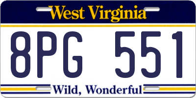 WV license plate 8PG551