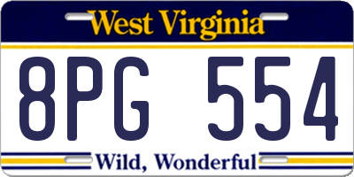 WV license plate 8PG554