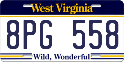 WV license plate 8PG558