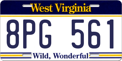 WV license plate 8PG561