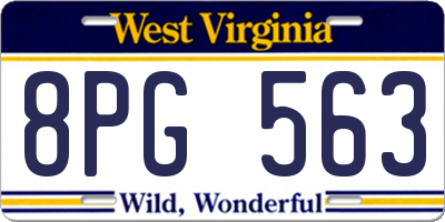 WV license plate 8PG563