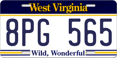WV license plate 8PG565