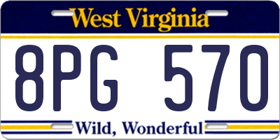 WV license plate 8PG570