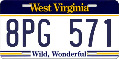 WV license plate 8PG571